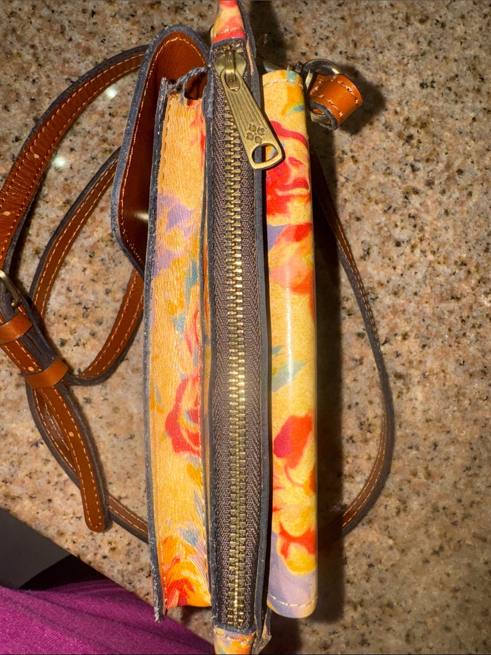 Patricia Nash Floral Yellow Crossbody Phone Bag - Picture 5 of 10